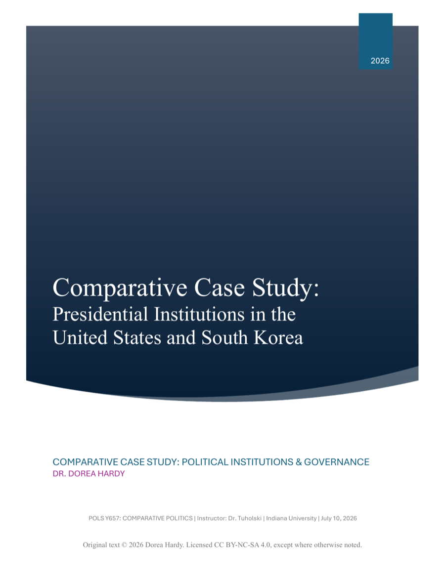 Title page thumbnail for a comparative case study on presidential institutions in the United States and South Korea